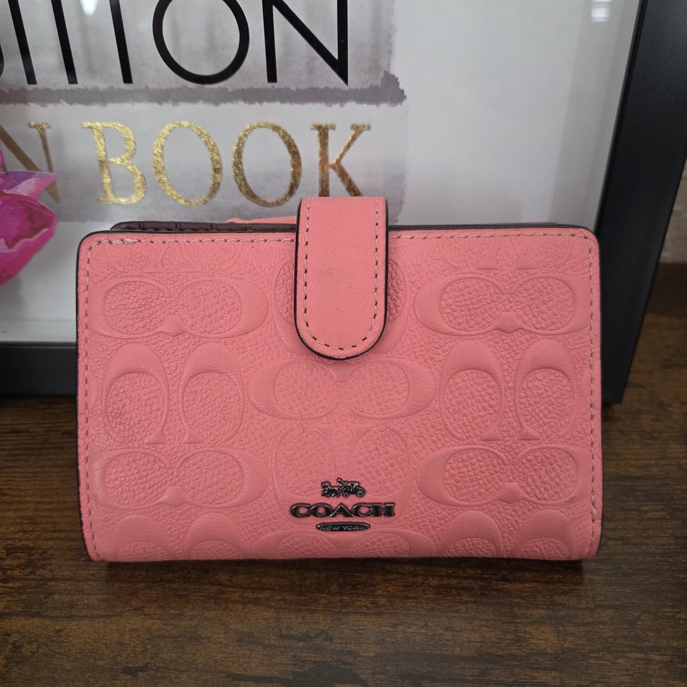Coach Coral Pink Embossed Wallet